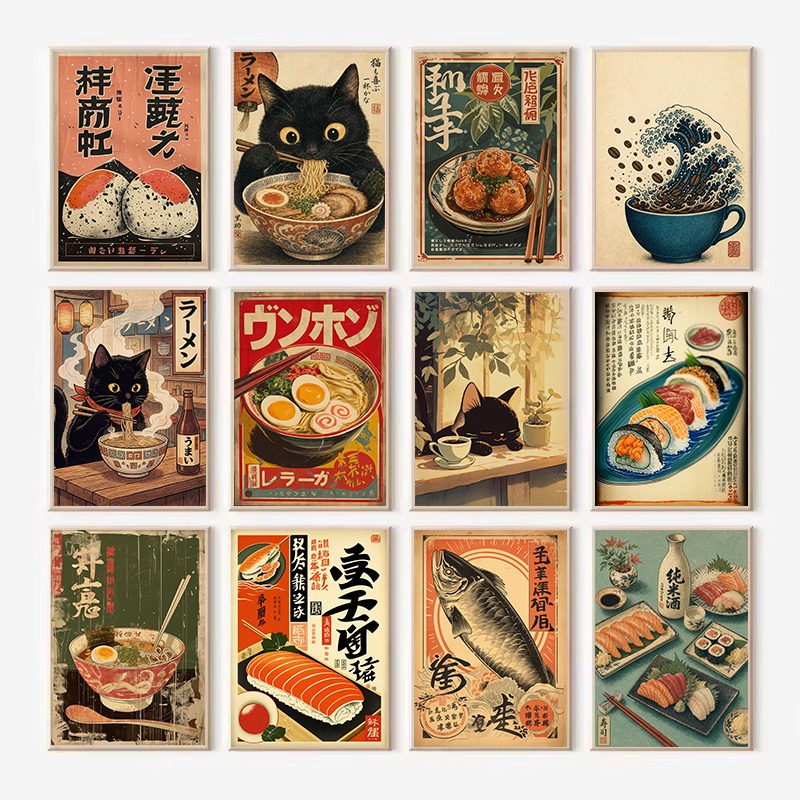 Japanese Lifestyle Food - Póster Vintage japonés de rollos de
