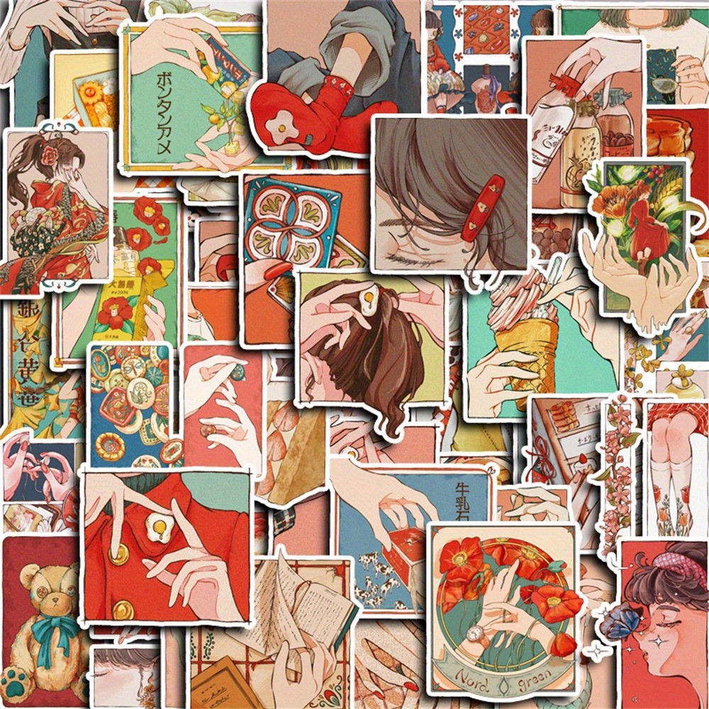 Japanese Lifestyle In Japanese - 50 Pegatinas de Estilo Vintage Tradicional